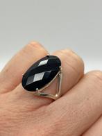 C303 Prachtige zilveren ring gefacceteerde onyx maat 17,5, Ophalen of Verzenden, X, Met edelsteen, Dame