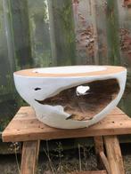 Java schaal hout wit uit Indonesie, Verburgt Vintage, Schaal, Rond, Nieuw