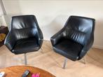 Te koop zwarte moderne draaifauteuils, Huis en Inrichting, Fauteuils, Ophalen, Minder dan 75 cm, Leer, Zo goed als nieuw