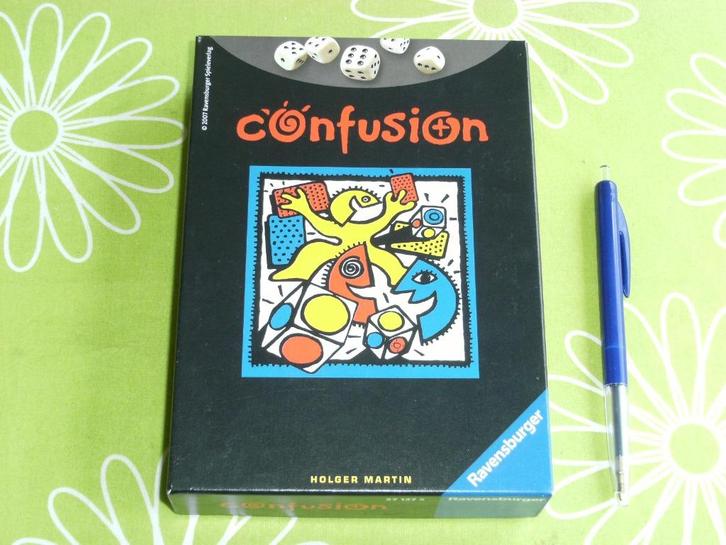 Confusion - Het totaal verwarrende kaart-dobbel-reactiespel, Hobby en Vrije tijd, Gezelschapsspellen | Overige, Zo goed als nieuw