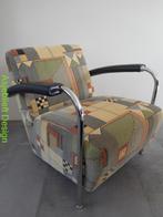 Leolux Scylla fauteuil groen beige met blokken motieven, Huis en Inrichting, Fauteuils, Ophalen, Metaal, Leolux Scylla fauteuil
