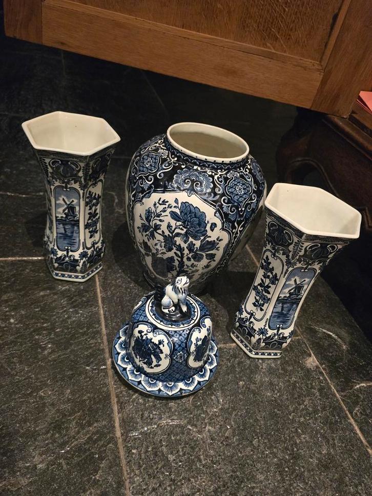 Delfts Blauw Boch Vaas Set, Antiek en Kunst, Antiek | Keramiek en Aardewerk, Ophalen of Verzenden