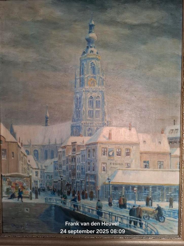 Grote kerk Breda H.G. Ontrop 1880-1955 geschilderd in 1951, Antiek en Kunst, Kunst | Schilderijen | Klassiek, Ophalen of Verzenden