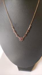 Oude ketting Granaat zilver aan Gouden ketting, 14 krt, Verzenden, Goud, Ketting, Met edelsteen