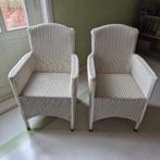 Set van 2 stevige witte lloyd loom stoelen, Huis en Inrichting, Ophalen, Twee, Wit, Riet of Rotan
