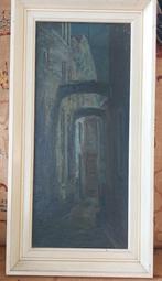 Schilderij steegje Evert Bomhof, Antiek en Kunst, Ophalen of Verzenden