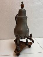 Antieke Tinnen Theepot, Koffiepot, Schenkkan met Onderstel, Antiek en Kunst, Antiek | Tin, Ophalen of Verzenden