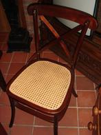 4 nieuwe stoelen flamant Crossed mahonie met rieten zitting, Huis en Inrichting, Stoelen, Ophalen, Riet of Rotan, Gielen, Bruin