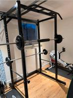 PowerRack, halterbank, dumbells, 213kg gewichten,halterstang, Ophalen, Zo goed als nieuw, Fitnessbank