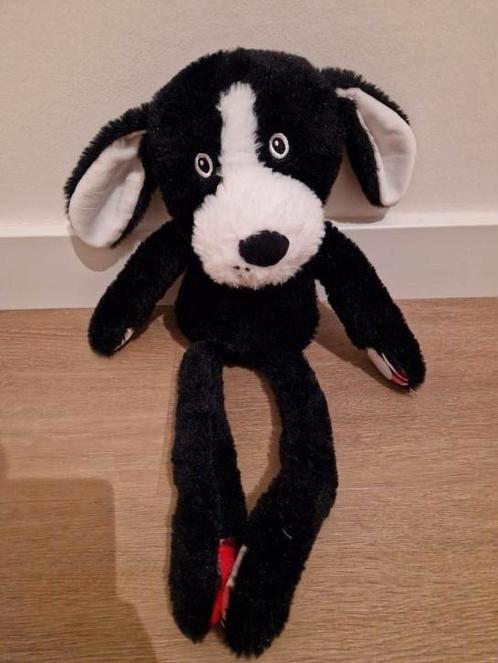 Knuffel hond Hema zwart wit klittenband 44 cm K7747, Kinderen en Baby's, Speelgoed | Knuffels en Pluche, Zo goed als nieuw, Hond