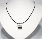 Schitterende Rubber Sterling Zilveren Ketting & Slider, Met hanger, Verzenden, Zo goed als nieuw, Zilver