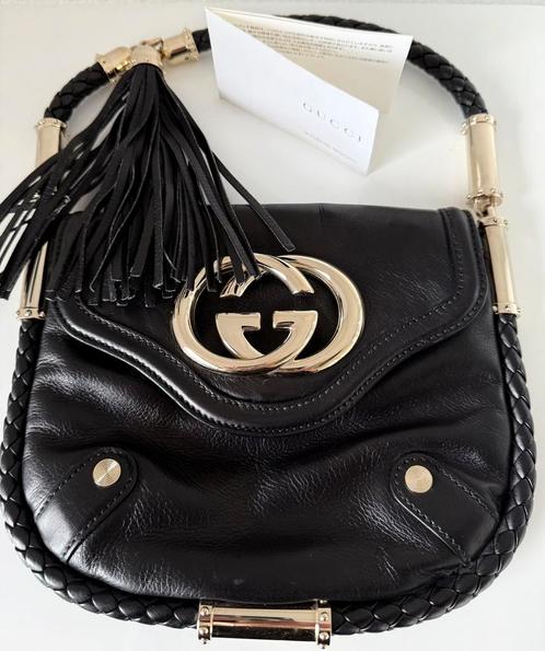GUCCI BRITT GG ZWART LEER/GOLD PLATED (NEW €1.570) ORIGINEEL, Sieraden, Tassen en Uiterlijk, Tassen | Damestassen, Zo goed als nieuw