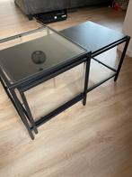 Strakke zwarte IKEA salontafel met glas, Ophalen, 50 tot 100 cm, 50 tot 100 cm, Minder dan 50 cm