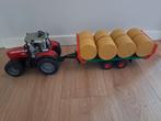 Speelgoed tractor met kar met hooibalen, Gebruikt, Ophalen