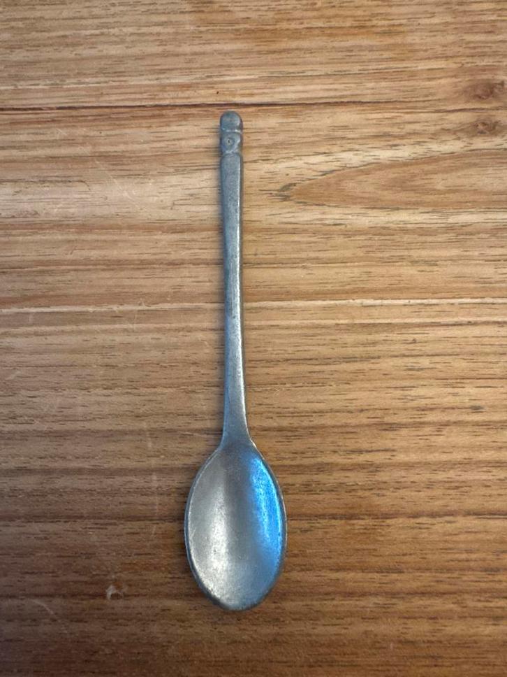 Antiek Tinnen Lepeltje - 95% Tin, Antiek en Kunst, Antiek | Bestek, Ophalen of Verzenden