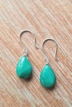 handgemaakte oorbellen echt zilver en malachiet, Hangers, Verzenden, Nieuw, Met edelsteen