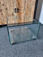 Glazen Kubus Tafel op Wieltjes, Huis en Inrichting, Tafels | Salontafels, Ophalen, Rechthoekig, 50 tot 100 cm, Minder dan 50 cm