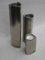 Set [3st] HERSTAL waxinelichthouders RVS, Overige kleuren, Ophalen of Verzenden, Zo goed als nieuw, Metaal