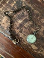 Antiek zilveren herenhorloge met ketting, Antiek en Kunst, Ophalen of Verzenden