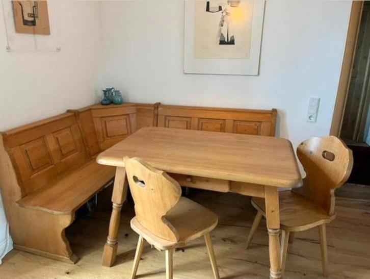 Robust Vintage Oostenrijkse/ Zwitserse Eethoek zit Hoekbank, Huis en Inrichting, Banken | Complete zithoeken, Gebruikt, Hout, Ophalen