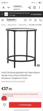 Ronde Bijzettafel met Glazen Blad, Ophalen of Verzenden, Nieuw