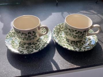 2 kop en schotels EIT20 green apple English Ironstone beschikbaar voor biedingen