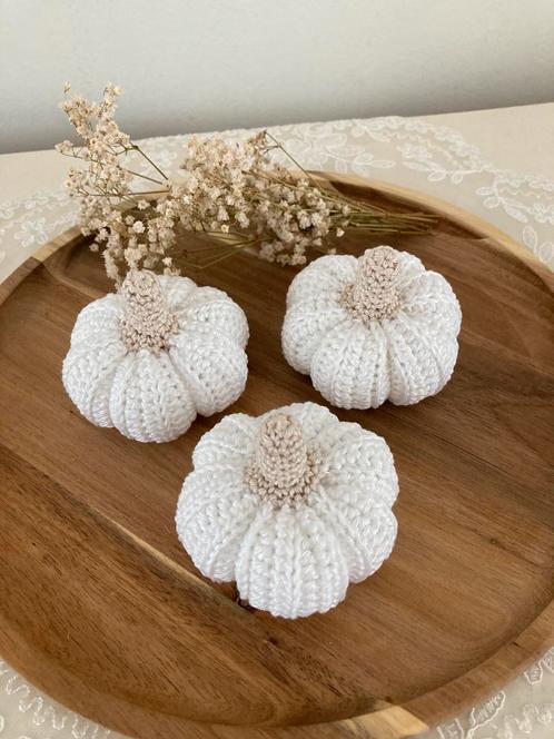 Met de hand gehaakte witte pompoenen, Hobby en Vrije tijd, Breien en Haken, Nieuw, Haken, Overige typen, Ophalen of Verzenden