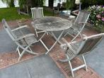 Ronde tuintafel met stoelen, Tuin en Terras, Tuintafels, Ophalen, Gebruikt, Rond, Aluminium