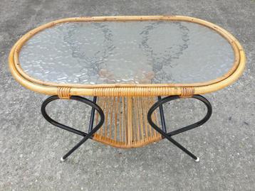 Decoratief Vintage Rotan Dirk van Sliedregt Tafeltje beschikbaar voor biedingen