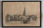 Tekening in lijst, Breda in de 16e eeuw, J.M. Verstrepen, Huis en Inrichting, Ophalen, Minder dan 50 cm, Gebruikt, Minder dan 50 cm