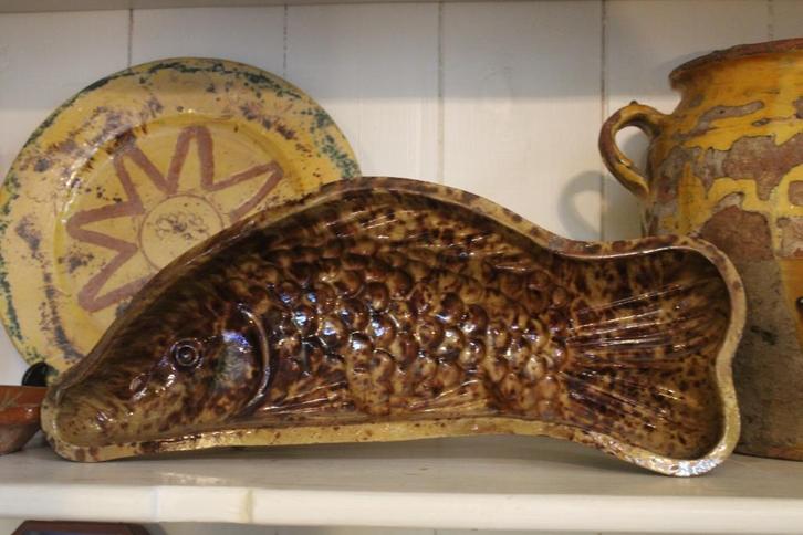 Antieke franse aardewerk bakvorm vorm vis terrine gemarmerd, Antiek en Kunst, Antiek | Keramiek en Aardewerk, Ophalen of Verzenden