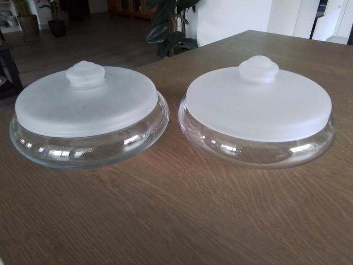 TWEE KOEKSCHALEN : J.BOON 1934 -  F.MEYDAM JAREN '60, Antiek en Kunst, Antiek | Glas en Kristal, Ophalen of Verzenden