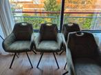 4 Leen Bakker Jesse eetkamerstoelen - Groen leatherlook, Antiek en Kunst, Ophalen