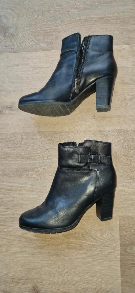 zwarte leren enkellaarsjes mt 40, Kleding | Dames, Schoenen, Zo goed als nieuw, Zwart, Ophalen of Verzenden
