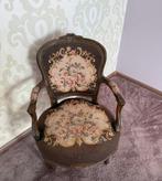 Antieke fauteuil met bloemmotief, Gebruikt, Bruin, Ophalen of Verzenden, Eén