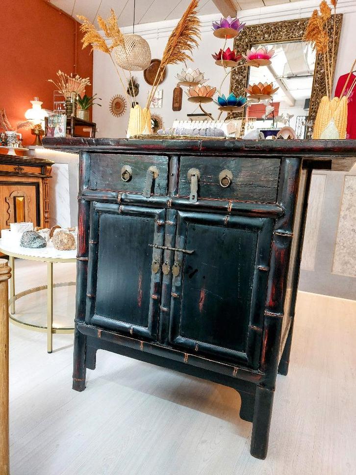 Chinese Bamboe Kast Dressoir, Huis en Inrichting, Kasten | Dressoirs, Zo goed als nieuw, 100 tot 150 cm, 50 tot 75 cm, Met lade(s)