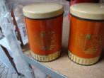 2 blikken oranje met geel., Ophalen of Verzenden, Gebruikt, Overige