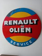 Emaille reclamebord Renault oliën. 65 cm doorsnede, Verzamelen, Merken en Reclamevoorwerpen, Reclamebord, Ophalen of Verzenden