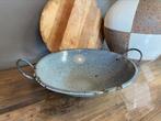 Brocante, vintage emaille wokpan - grijs gewolkt, Ophalen of Verzenden