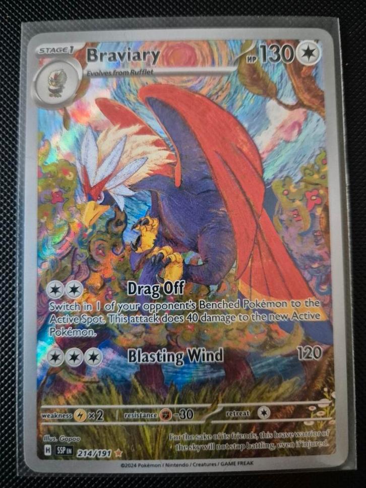 214 Braviary Surging Pokemon TCG, Hobby en Vrije tijd, Verzamelkaartspellen | Pokémon, Zo goed als nieuw, Ophalen of Verzenden