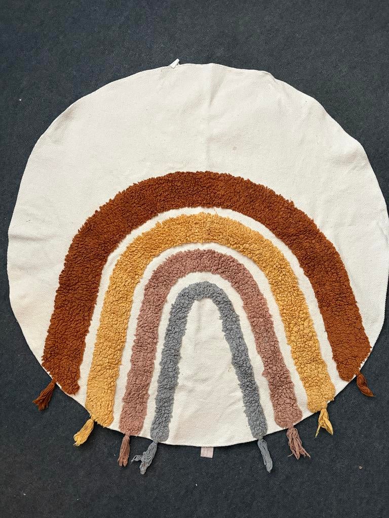 Rond regenboog kleed babykamer, Huis en Inrichting, Stoffering | Tapijten en Kleden, Gebruikt, 100 tot 150 cm, Wit, Rond