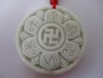 Boeddhistisch halskoord met amulet van witte jade, Sieraden, Tassen en Uiterlijk, Kettingen, Verstelbaar, Verzenden, Wit, Nieuw