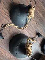 Vintage lampen aan touw, incl. lichtbollen, Huis en Inrichting, Lampen | Hanglampen, Ophalen, Gebruikt, Vintage, Metaal