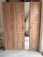 Large oak-look wardrobe with mirror – excellent condition, Ophalen, Zo goed als nieuw, Tweepersoons