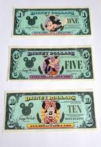 Set van 3 vintage Walt Disney Dollars | '88/'90 | $1-$5-$10, Verzamelen, Ophalen of Verzenden, Mickey Mouse, Zo goed als nieuw