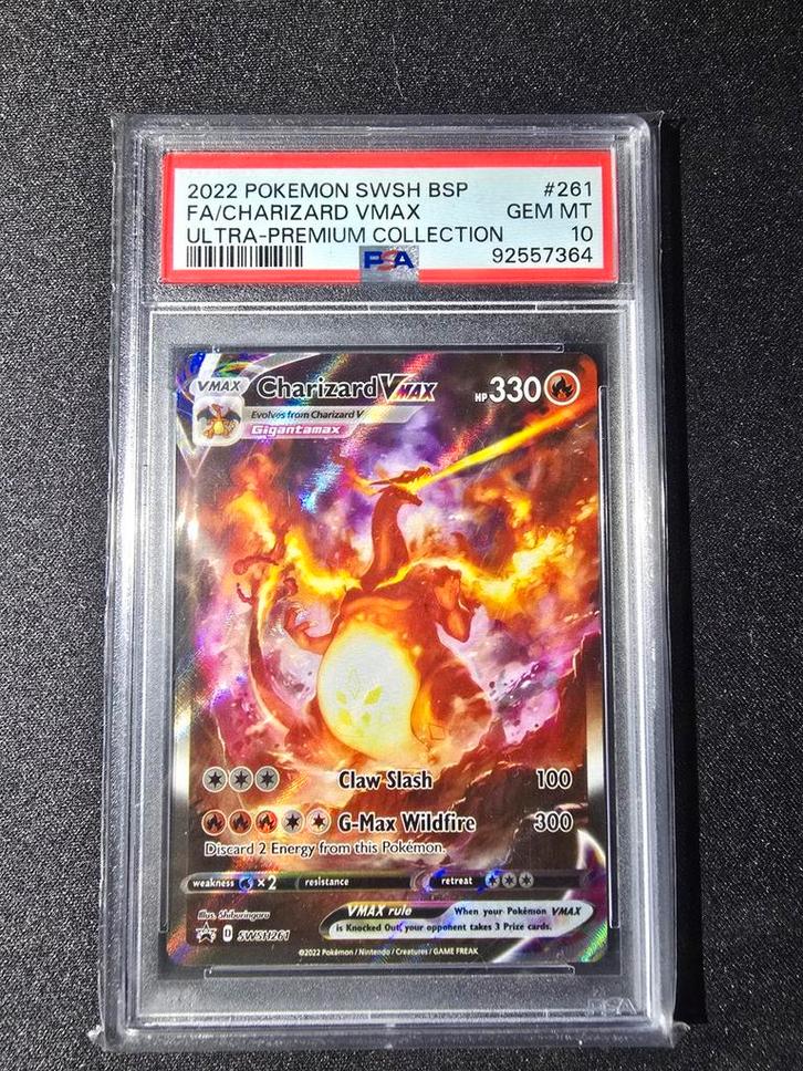 Charizard VMAX PSA 10 - Ultra Premium Collectie, Hobby en Vrije tijd, Verzamelkaartspellen | Pokémon, Zo goed als nieuw, Losse kaart