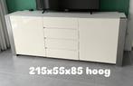 Hoogglans wit dressoir - verkleurd, Ophalen, Kunststof, Gebruikt, 200 cm of meer