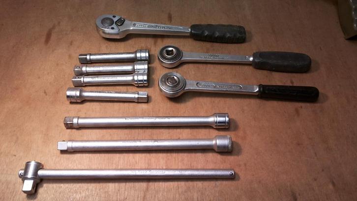 Gedore ratels verlengstukken en schuif 1/2", Doe-het-zelf en Verbouw, Gereedschap | Handgereedschap, Gebruikt, Ophalen of Verzenden