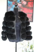 Korte leren konijnenbontjas in zwart mt 36/38, Best, Zwart, Nieuw, Ophalen of Verzenden