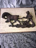 wanddecoratie man met ploeg paard ongeveer 49 / 35 cm, Ophalen